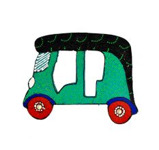 Handcrafted Auto Rickshaw Wooden Fridge Magnet Kitchen Decor